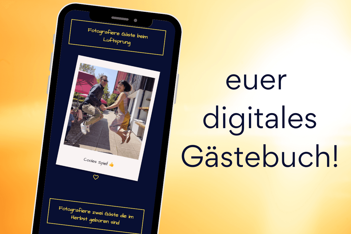 Hochzeitsfotos aus Gästeperspektive werden auf dem Handy in einer Galerie gezeigt